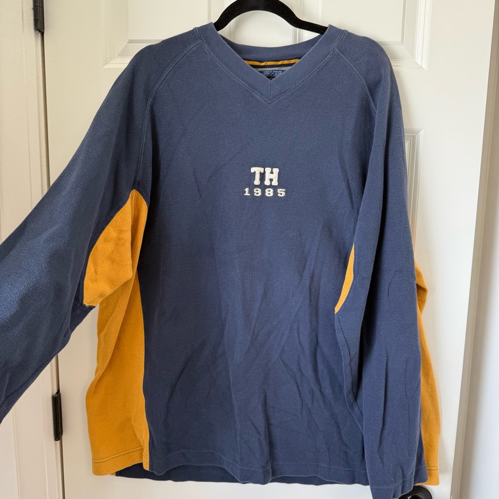00’s Tommy Hilfiger Color Block Sz‎ 2XL Academia Preppy Y2k Mens Oversized Logo